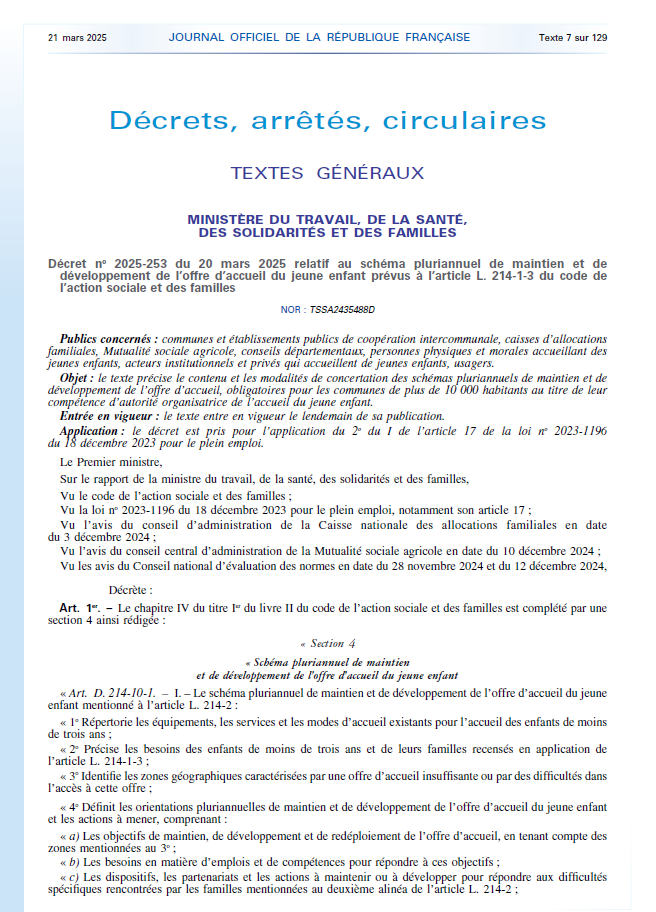 Décret petite enfance