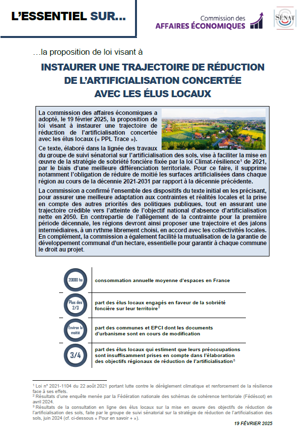 Proposition de loi Trace adoptée en commission des affaires économiques du Sénat
